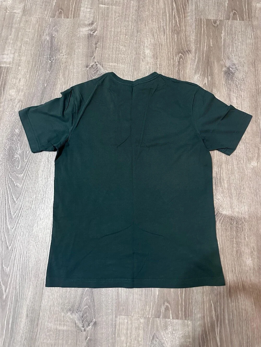 Zara Men's Forest Green Crewneck T-Shirt with Small Chest Patch - Picture 4 of 4